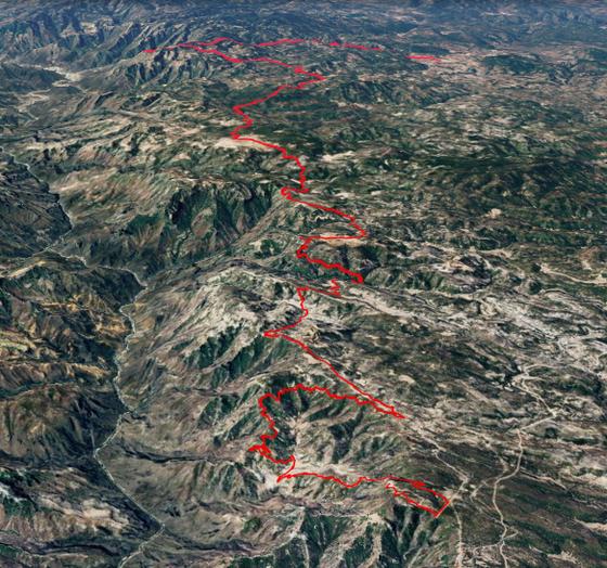 Mapa del recorrido de la Werika 100K en la Sierra Tarahumara
